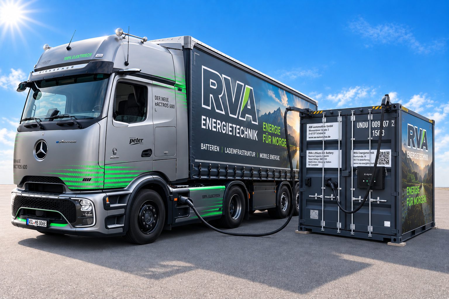 HPC Cube laedt einen Elektro-Lkw